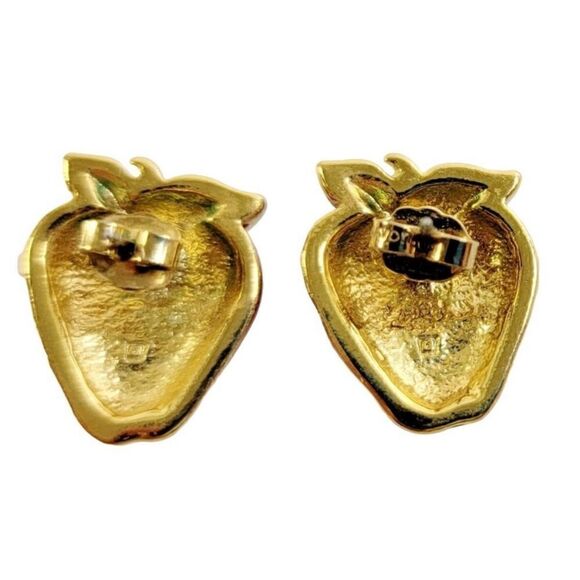 ‎Vintage Strawberry Earrings Avon Enameled Post Type - Picture 3 of 4